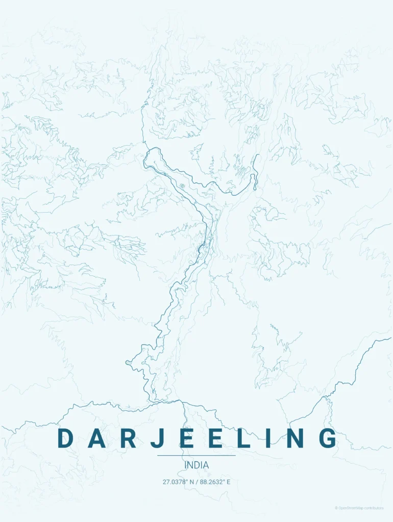 darjeeling map poster ocean