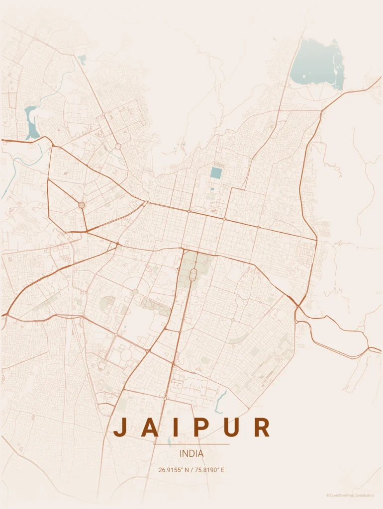 jaipur map poster terracotta
