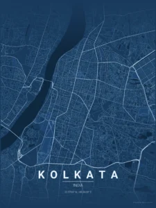 kolkata map poster blueprint