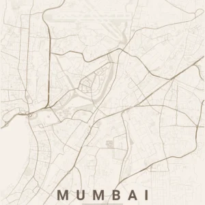mumbai map poster warm beige