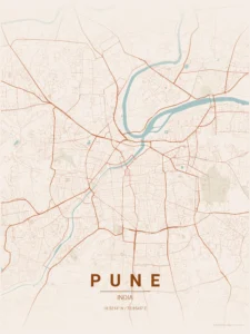 pune map poster terracotta