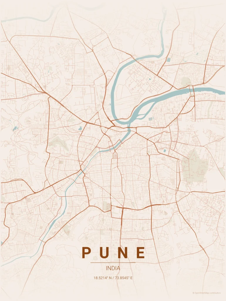 pune map poster terracotta