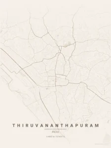 thiruvananthapuram map poster