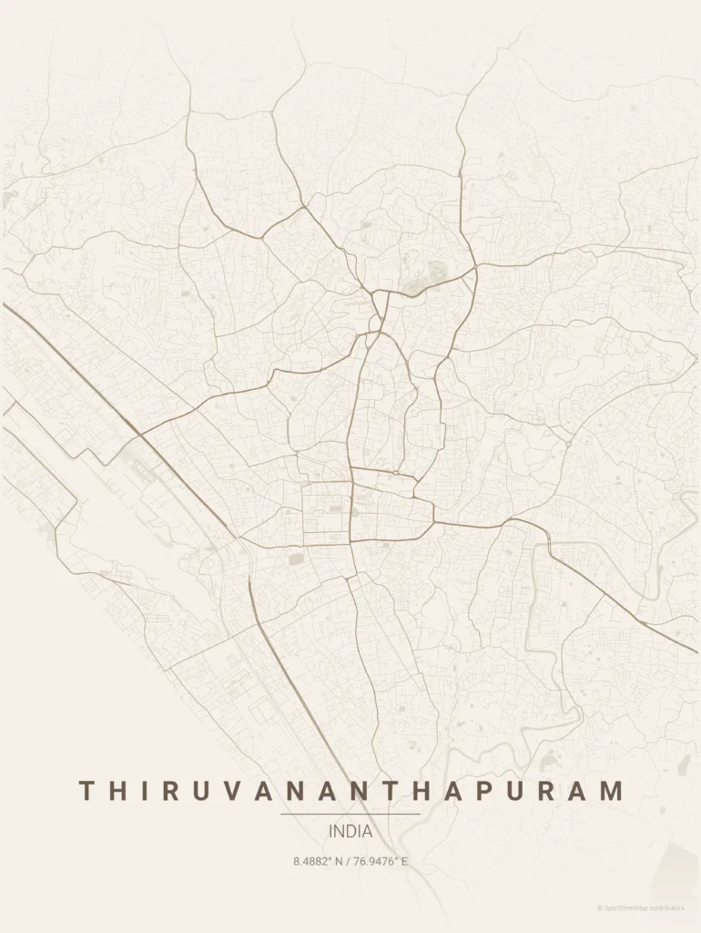 thiruvananthapuram map poster