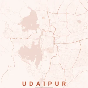 udaipur map poster sunset