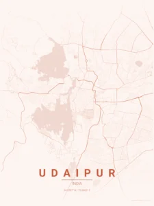 udaipur map poster sunset