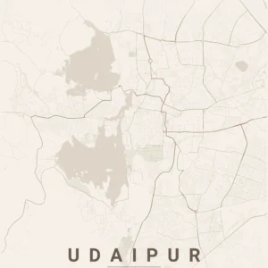 udaipur map poster warm beige