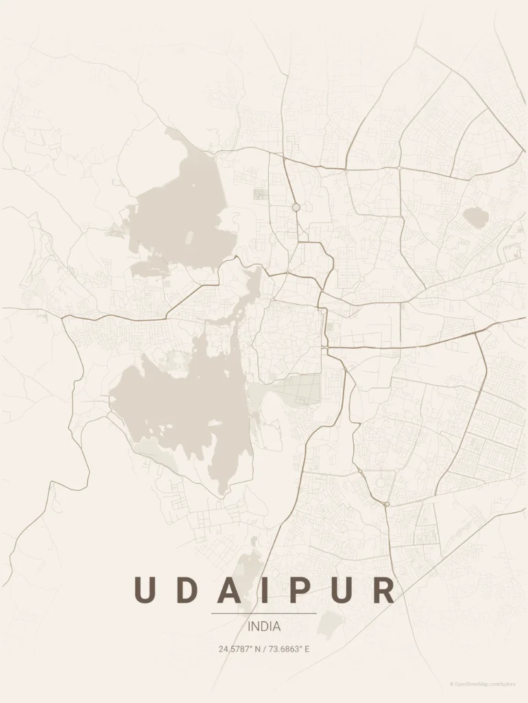 udaipur map poster warm beige