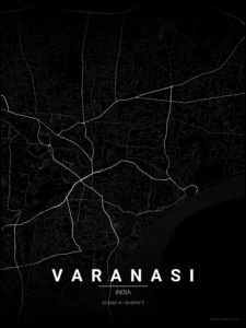 varanasi map poster noir